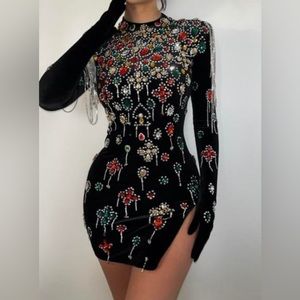 Multi color crystal embellished dress size M